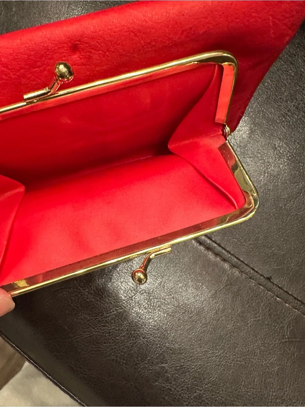 Vintage Buxton Leather Wallet - Genuine Top Grain Cowhide - Red Clutch